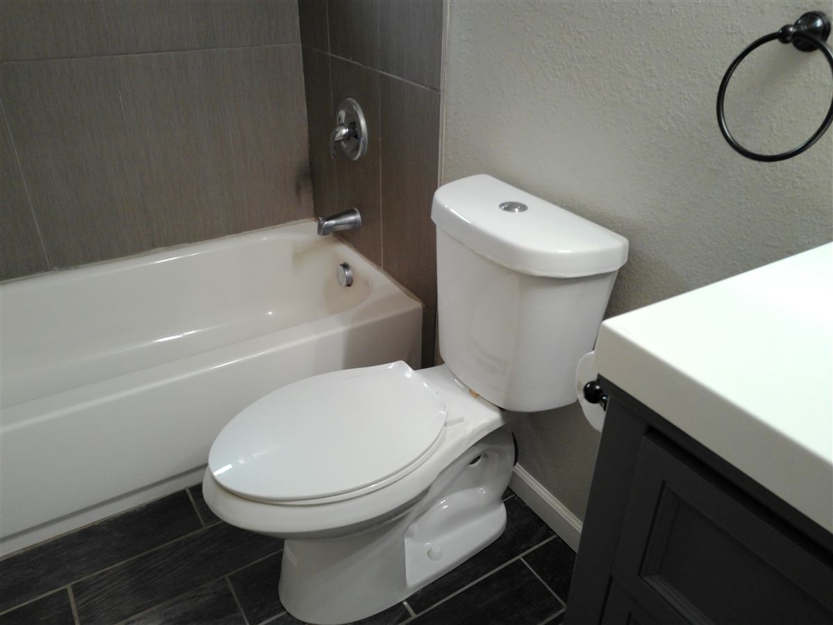 Main-level bath with dual-flush toilet