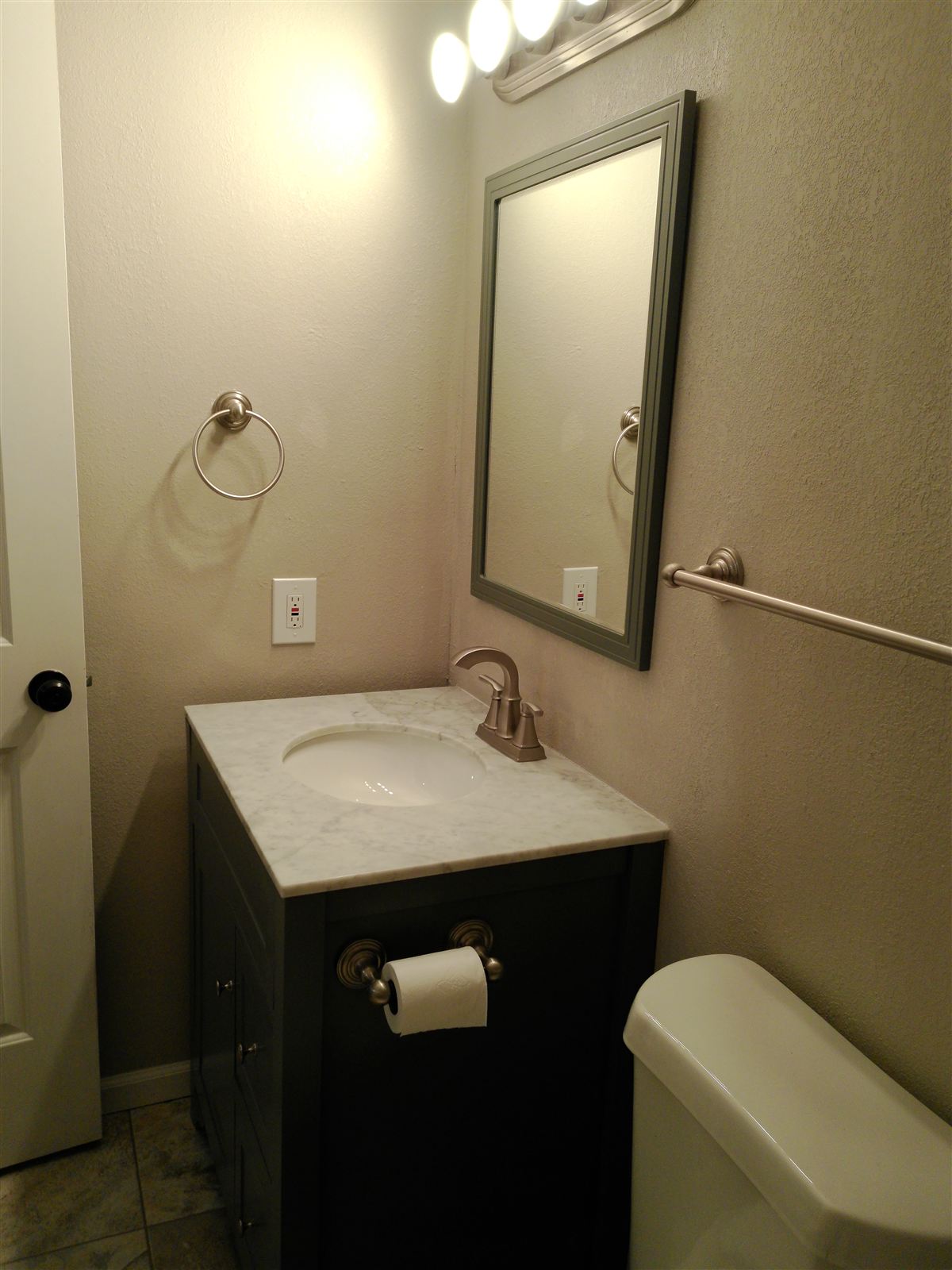 Lower-level bath vanity