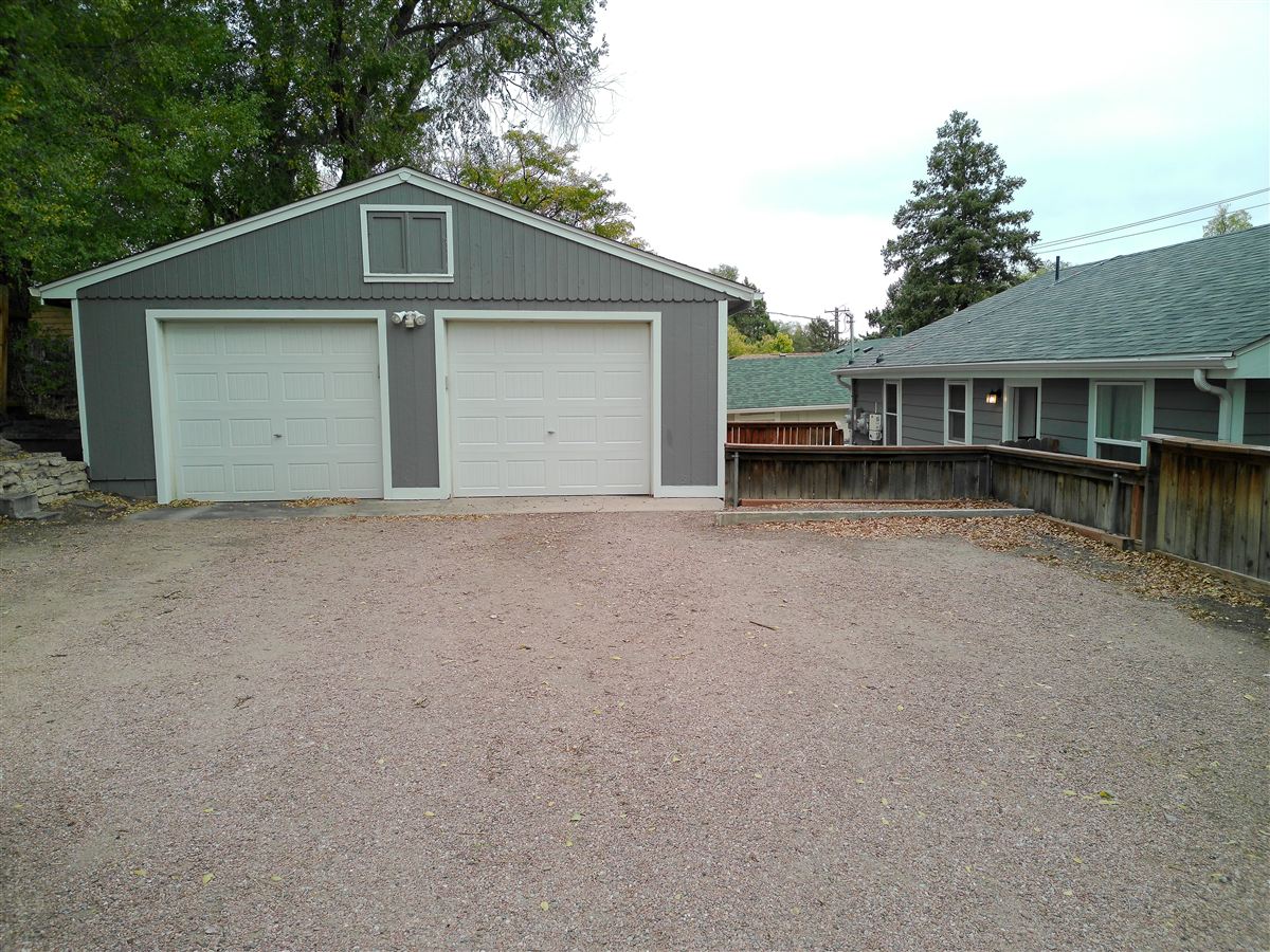 Oversized detached two-car garage