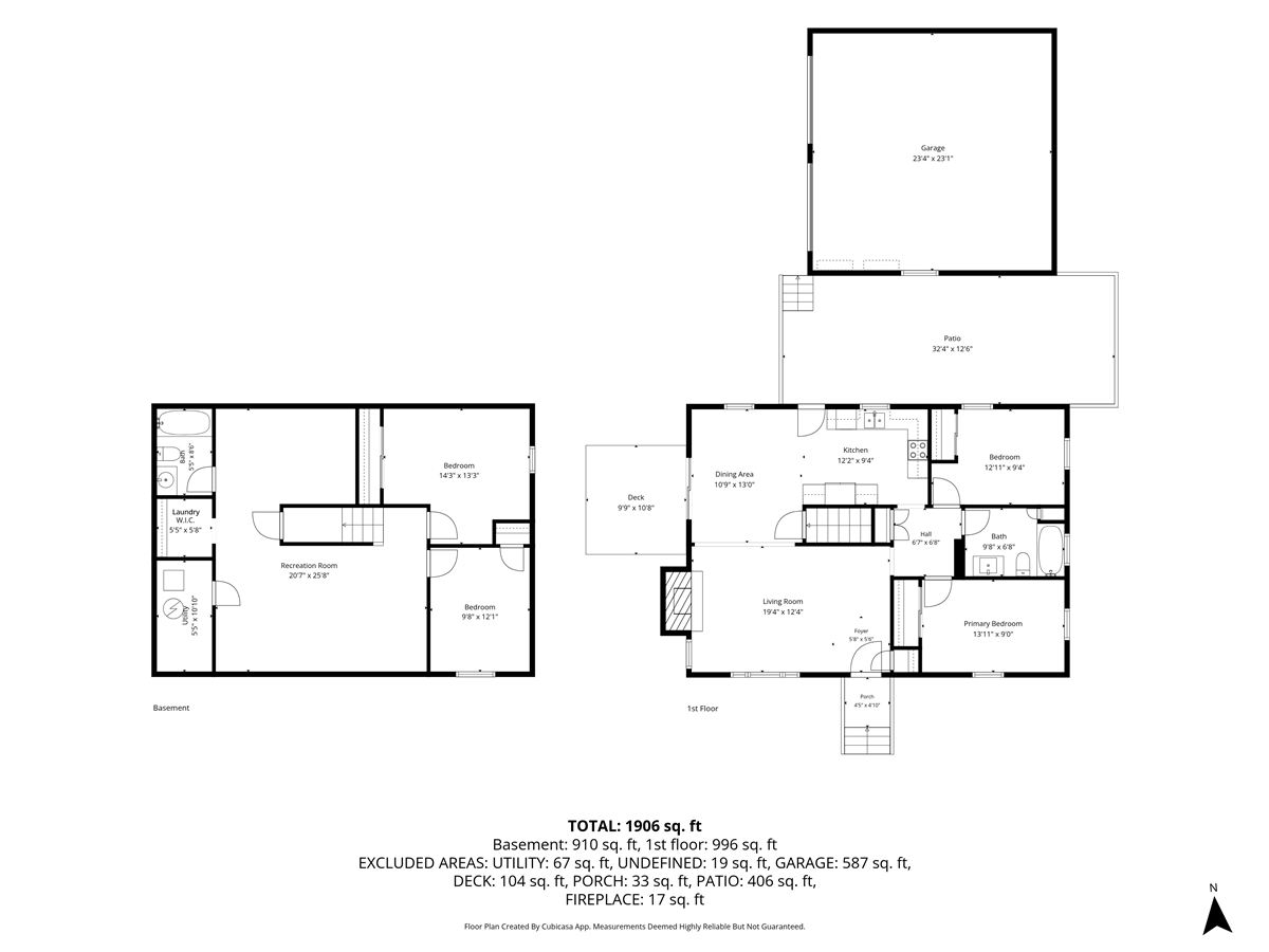 Floor plan of both levels and detached garage